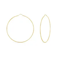 10K Yellow Gold 50mm Diamond Cut Hoop Earrings