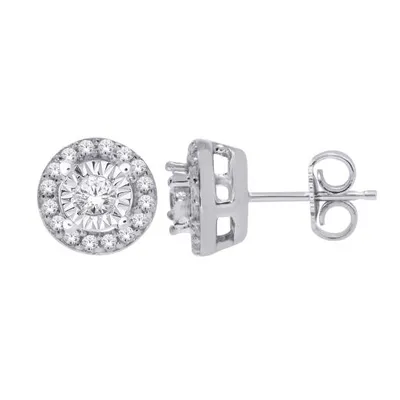 Sterling Silver 0.10CTW Round Diamond Stud Earrings