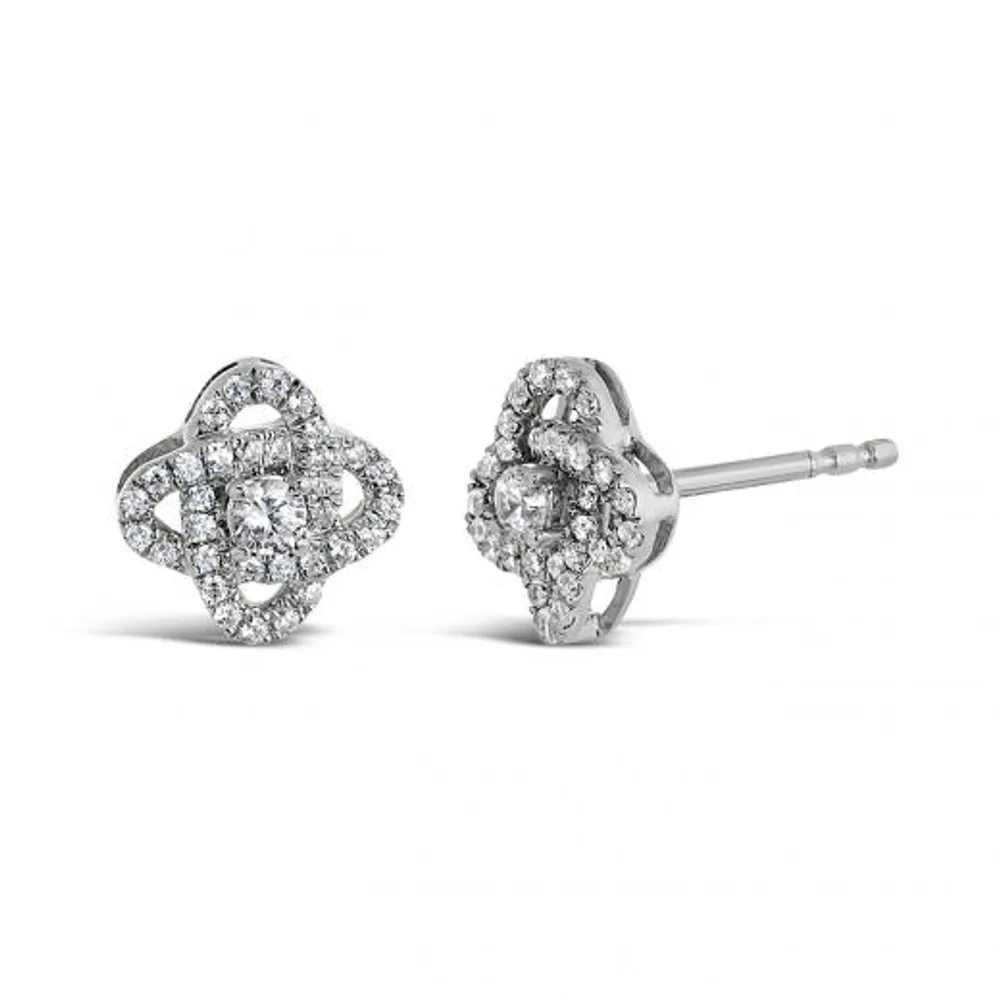 10K White Gold 0.33CTW Diamond Knot Earrings