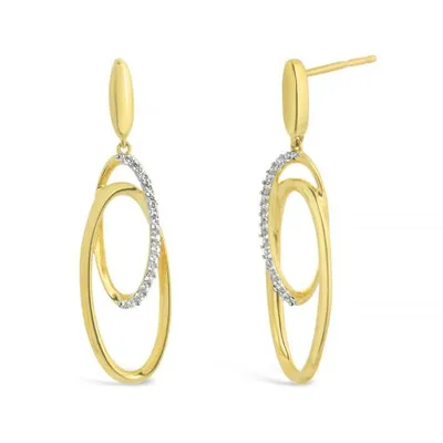 10K Yellow Gold 0.10CTW Diamond Loop Earrings