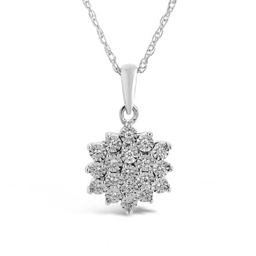 Sterling Silver 0.09CTW Diamond Snowflake Pendant