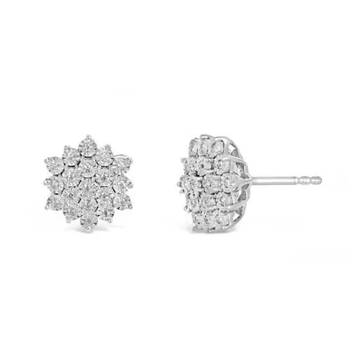 Sterling Silver 0.17CTW Diamond Snowflake Earrings
