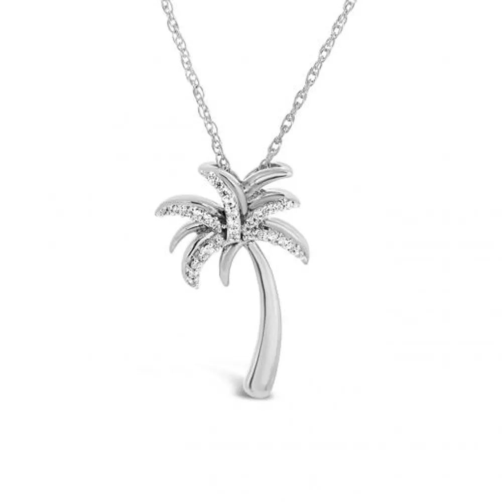 14k White Gold .25ctw Diamond Palm Tree Necklace | Dunkin's Diamonds