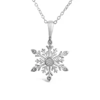 Sterling Silver 0.02CTW Diamond Snowflake Pendant