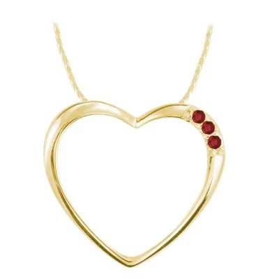 10K Yellow Gold Ruby Heart Pendant