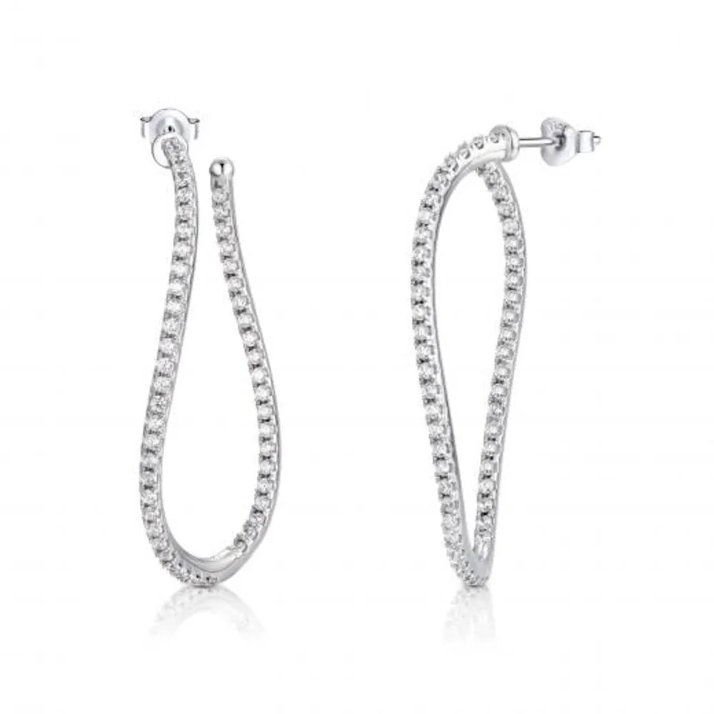 Sterling Silver Cubic Zirconia Twist Earrings