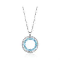 Sterling Silver Blue & White Topaz Circle Pendant