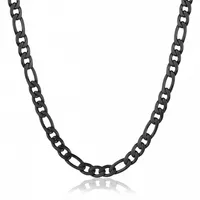 Stainless Steel Black Matte 22" Figaro Chain