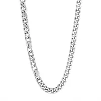 Stainless Steel 9.4mm 22"+2 Curb Cubic Zirconia Necklace