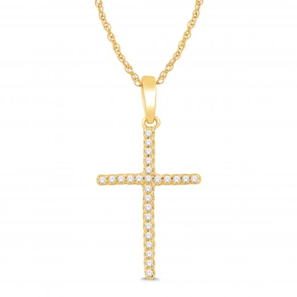 10K Yellow Gold 0.05CTW Diamond Cross Pendant