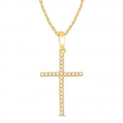 10K Yellow Gold 0.05CTW Diamond Cross Pendant