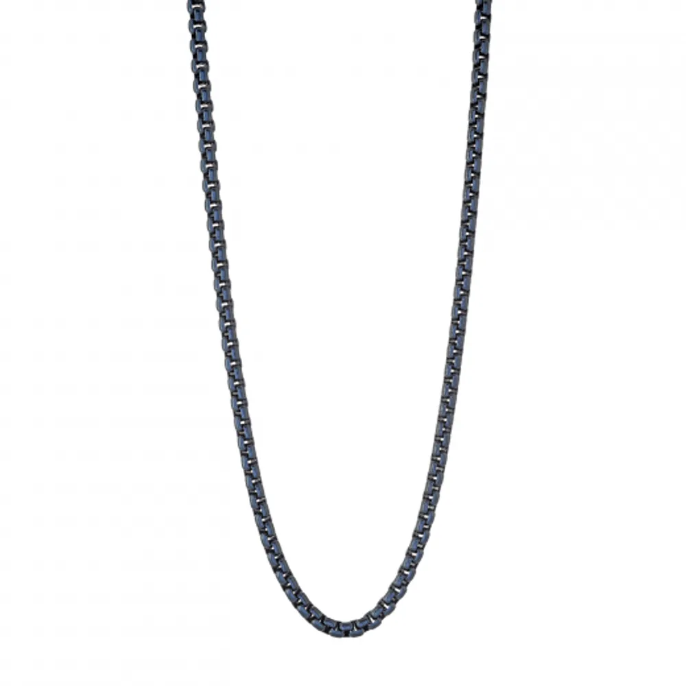 Stainless Steel Grey & Blue 3.5mm 22" Round Necklace