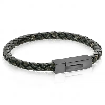 Stainless Steel Vintage Leather 8" Bracelet