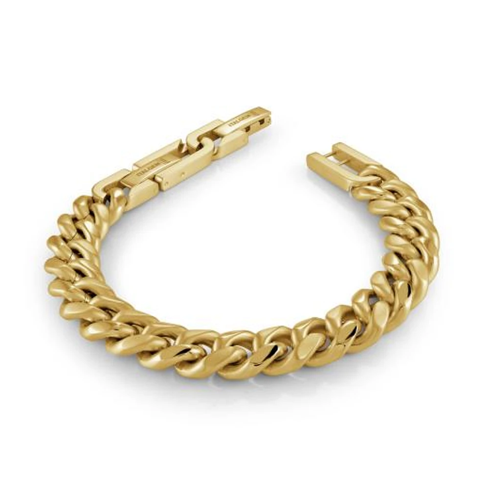 Stainless Steel Gold 12mm 8+.5" Brushed & Polished Bracelet