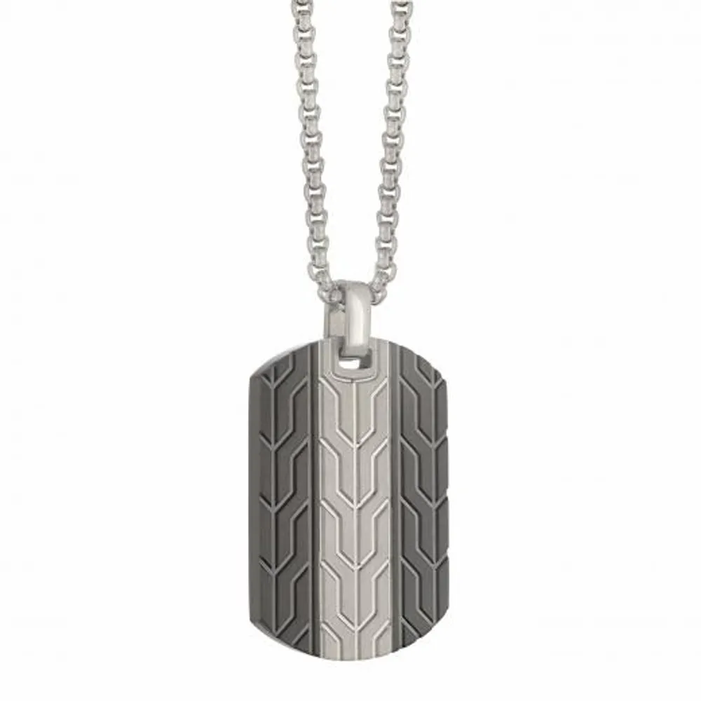 Stainless Steel Black 22" Box Chevron Necklace