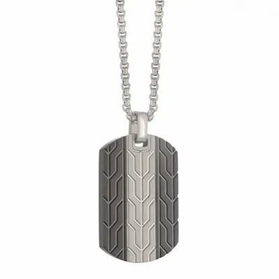 Stainless Steel Black 22" Box Chevron Necklace