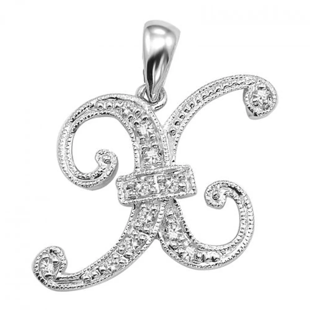 Les Bijoux 10K White Gold 0.05CTW Diamond Initial " X" Pendant