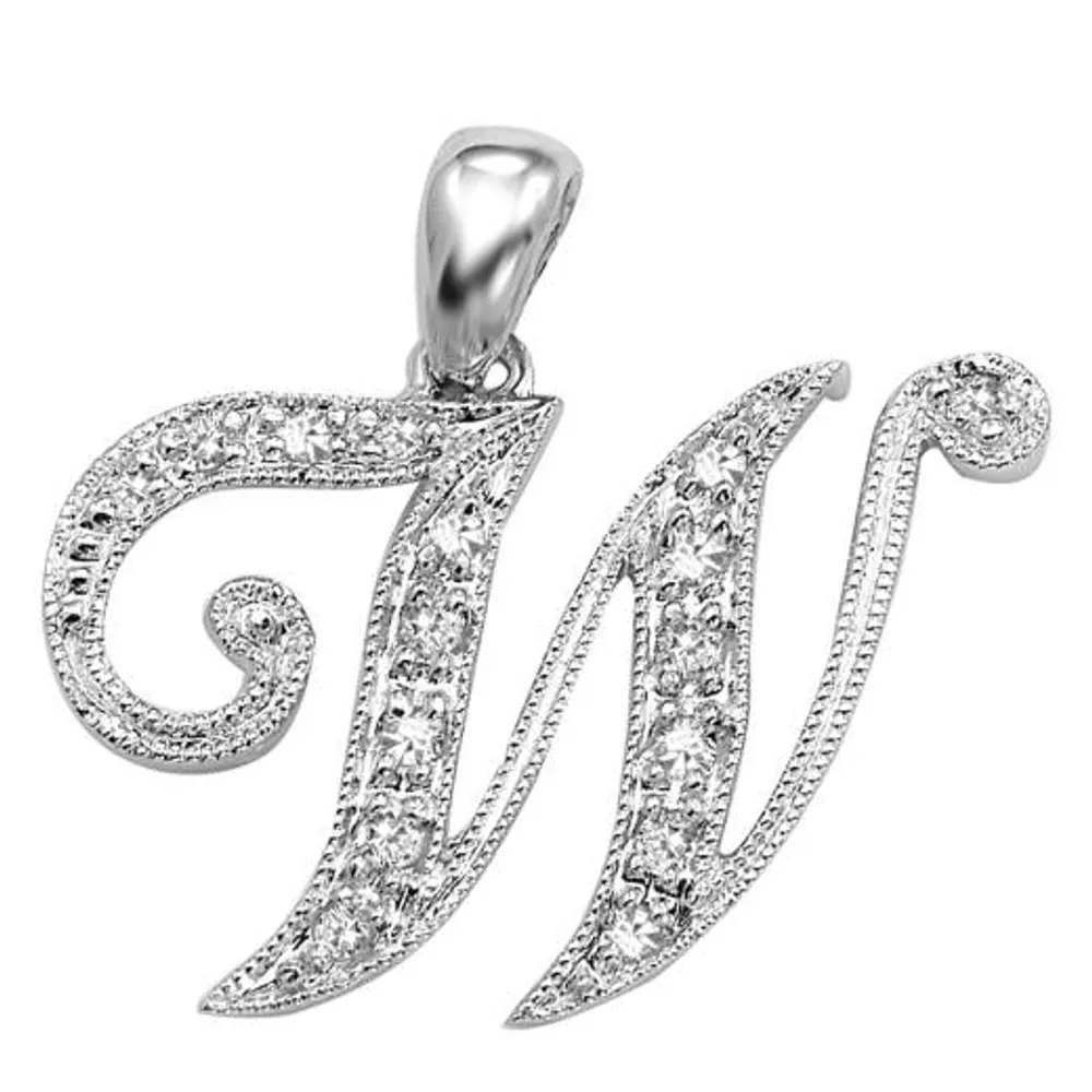 Les Bijoux 10K Gold 0.05CTW Diamond Initial " W" Pendant