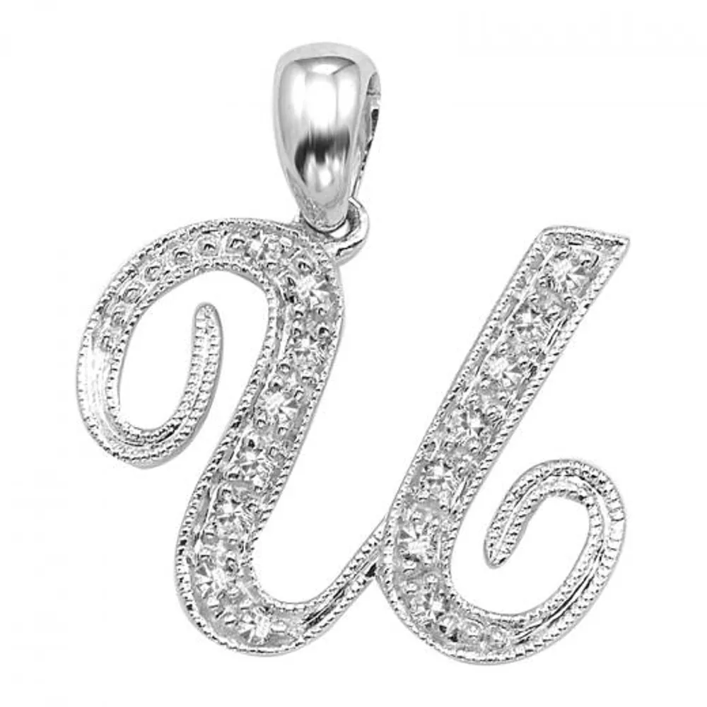 Les Bijoux 10K Gold 0.05CTW Diamond Initial " U" Pendant