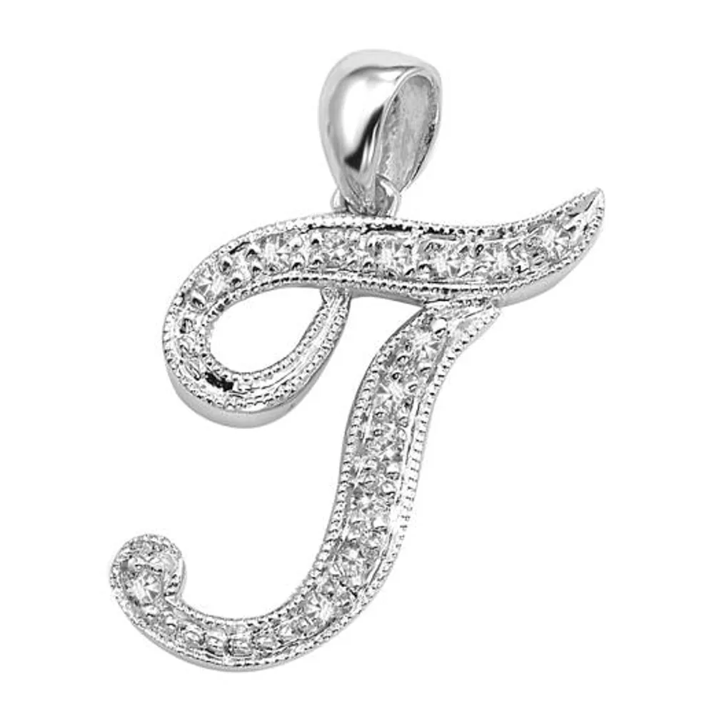 Les Bijoux 10K Gold 0.05CTW Diamond Initial " T" Pendant