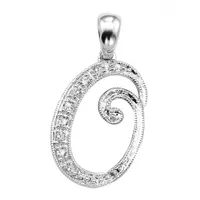 Les Bijoux 10K White Gold 0.05CTW Diamond Initial " O" Pendant