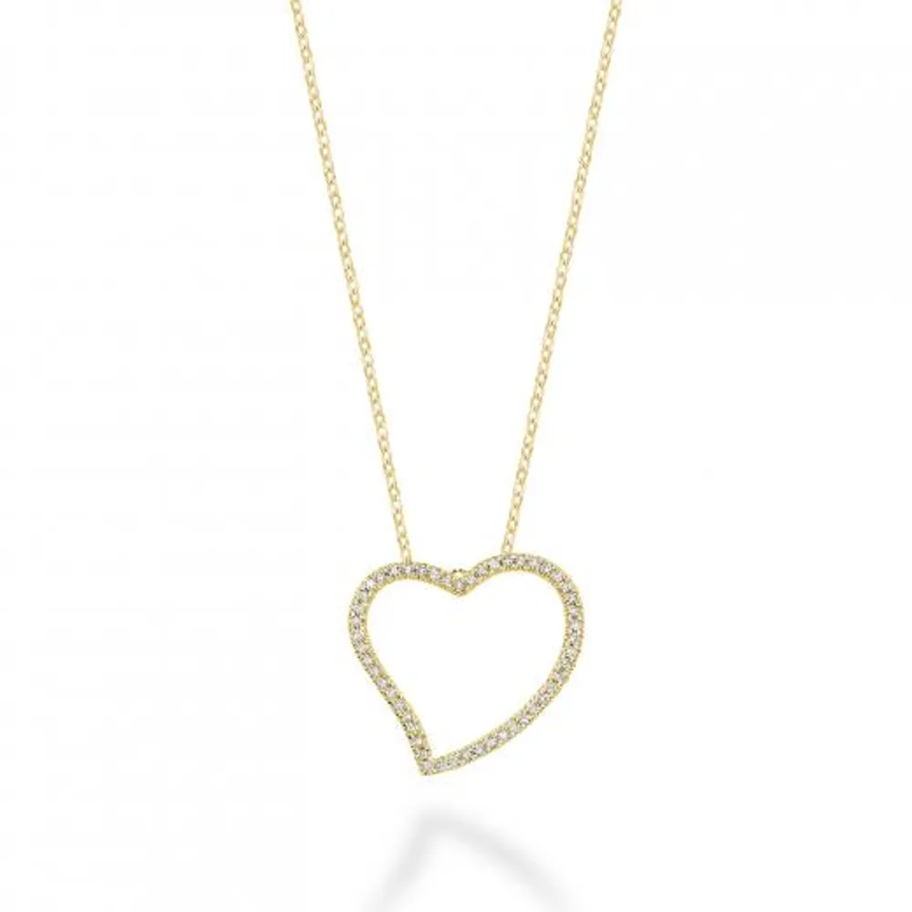 Les Bijoux 10K Yellow Gold 0.14CTW Diamond Heart Necklace