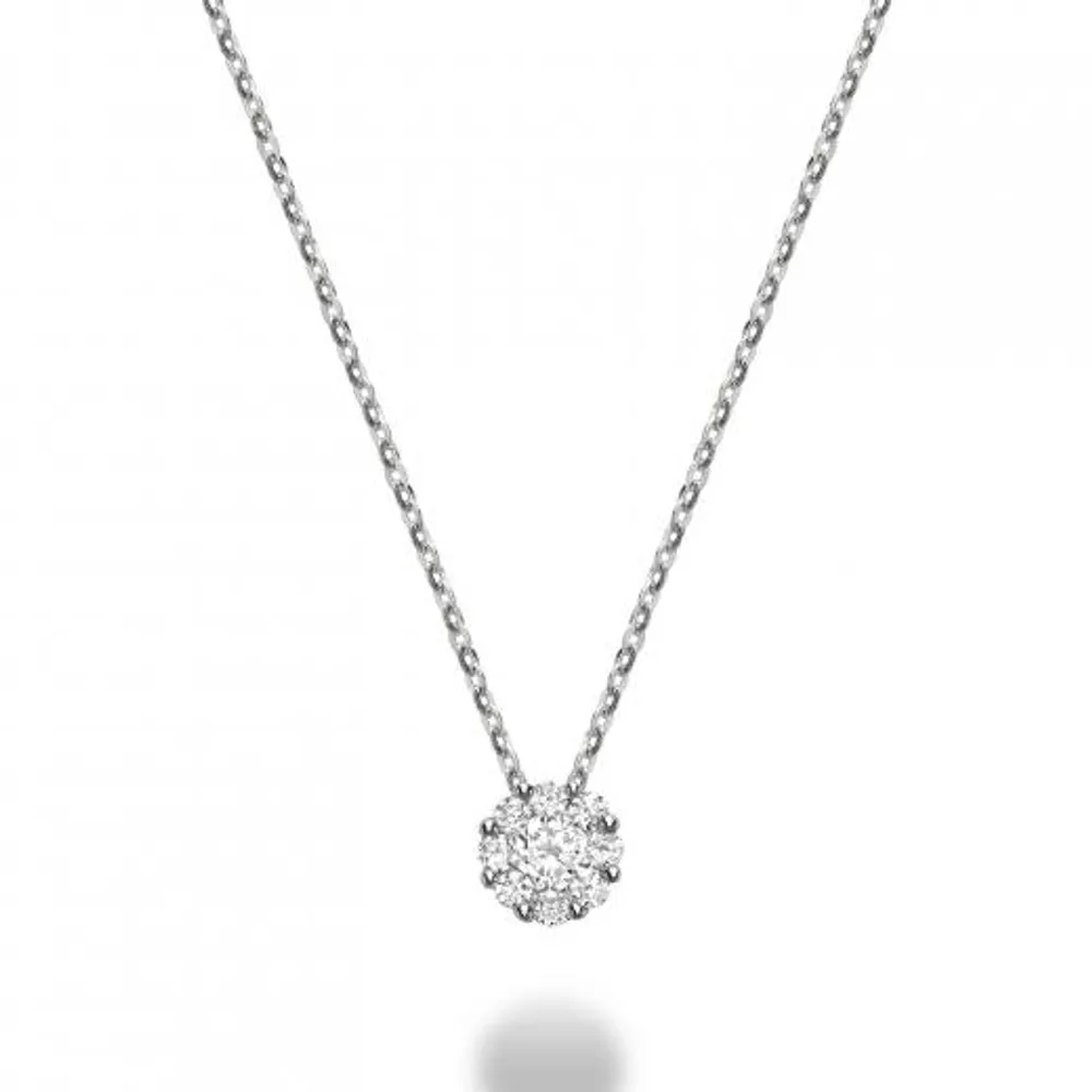 10K White Gold 0.08CTW Diamond Cluster Pendant