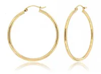 10K Yellow Gold 2x30mm Polish Hoop Earrings