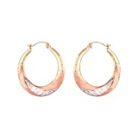 10K Tri-Colour Gold Diamond Cut Hoop Earrings