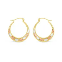 10K Tri-Colour Creole Hoop Earrings