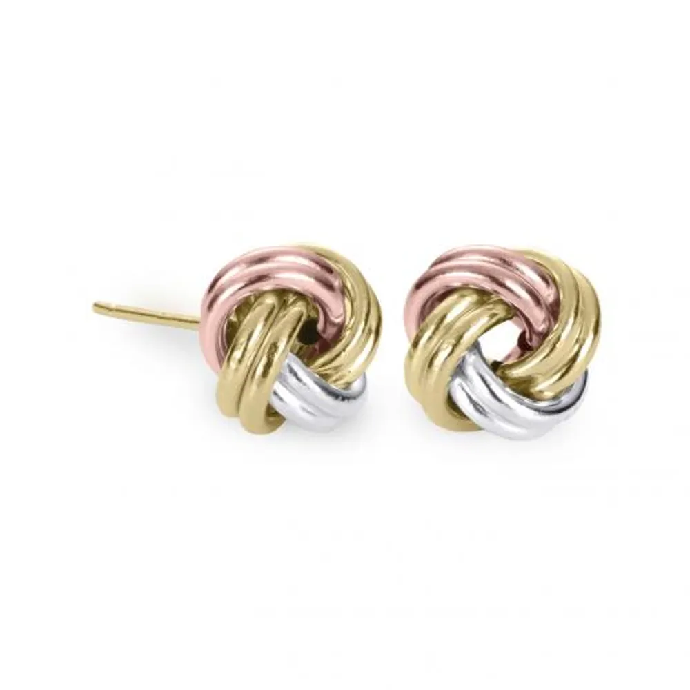 10K Tri-Colour Gold Knot Studs