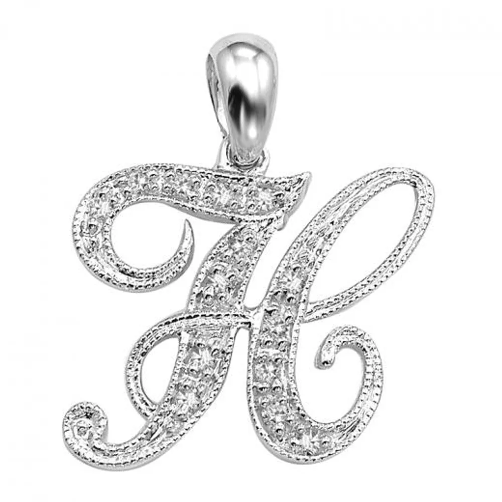 Les Bijoux 10K White Gold 0.05CTW Diamond Initial " H" Pendant