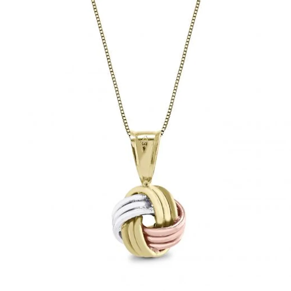 10K Tri-Colour Gold 18" Love Knot Necklace