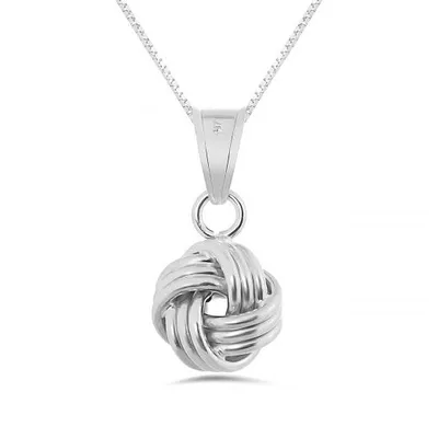 10K White Gold 18" Love Knot Necklace