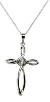 Sterling Silver 0.01CTW Diamond Cross Pendant