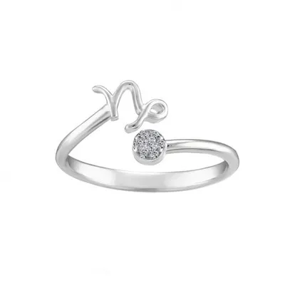 Sterling Silver Diamond Capricorn Zodiac Ring