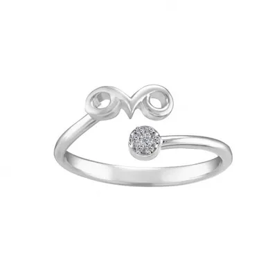 Sterling Silver Diamond Aries Zodiac Ring - Size 6