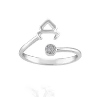 Sterling Silver Diamond Taurus Zodiac Ring