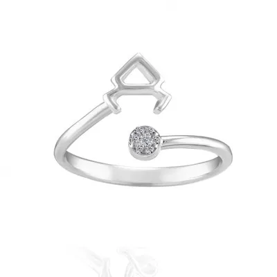 Sterling Silver Diamond Taurus Zodiac Ring - Size 6