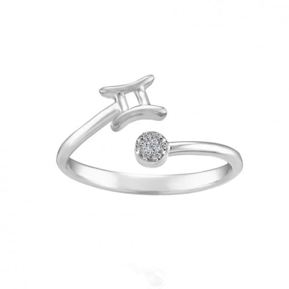 Sterling Silver Diamond Gemini Zodiac Ring