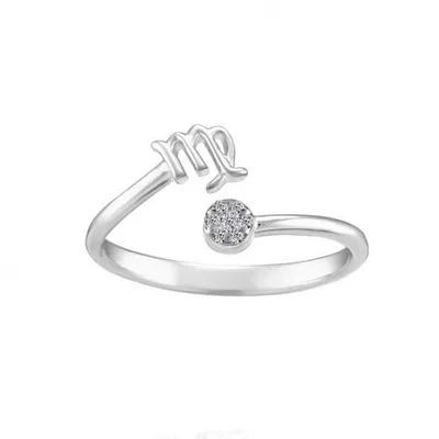 Sterling Silver Diamond Virgo Zodiac Ring - Size 6