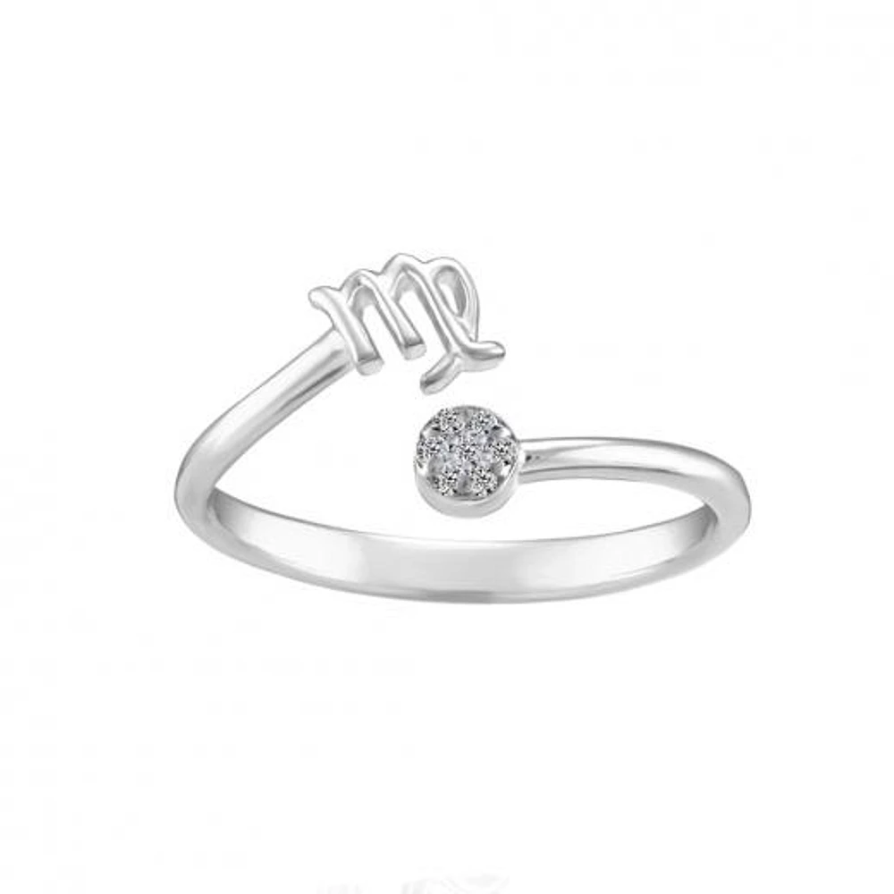 Sterling Silver Diamond Virgo Zodiac Ring - Size 7