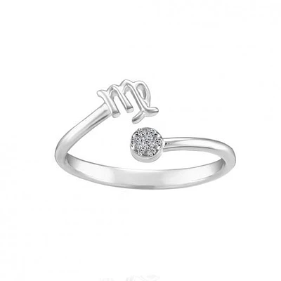Sterling Silver Diamond Virgo Zodiac Ring - Size 7