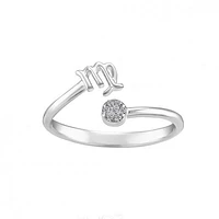 Sterling Silver Diamond Virgo Zodiac Ring - Size 8