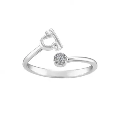 Sterling Silver Diamond Libra Zodiac Ring - Size 6