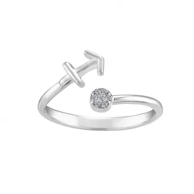 Sterling Silver Diamond Sagittarius Zodiac Ring