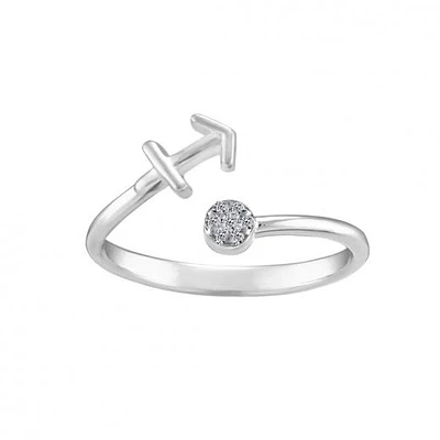 Sterling Silver Diamond Sagittarius Zodiac Ring - Size 6