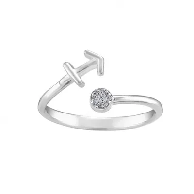 Sterling Silver Diamond Sagittarius Zodiac Ring - Size 7