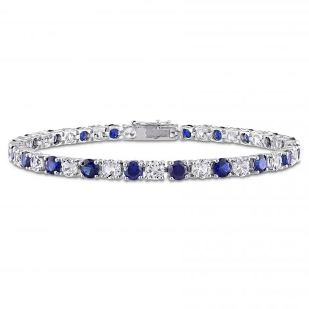 Julianna B Sterling Silver Created Blue & White Sapphire Bracelet