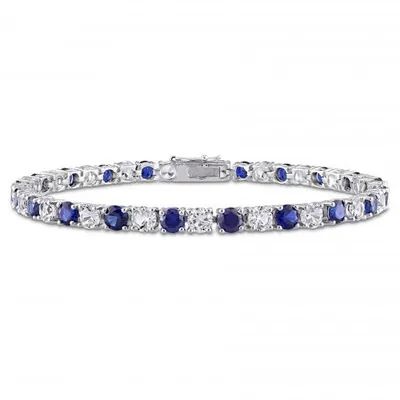 Julianna B Sterling Silver Created Blue & White Sapphire Bracelet